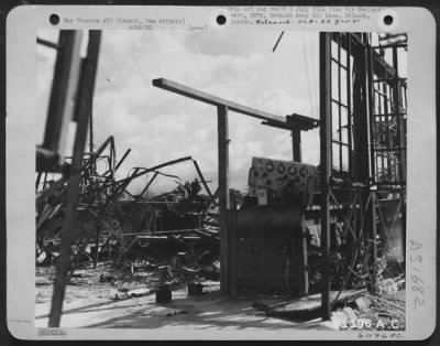 Thumbnail for Consolidated > Transmitting station completely destroyed by bombing in first United States raid on Rabaul, New Britain. 12 October 1943.