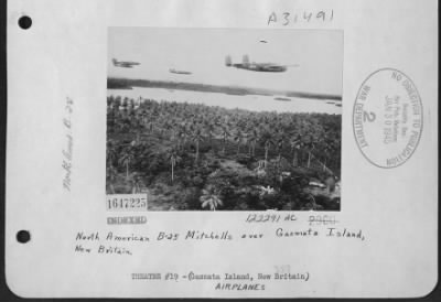 Thumbnail for Consolidated > North American B-25 Mitchells Over Gasmata Island, New Britian.