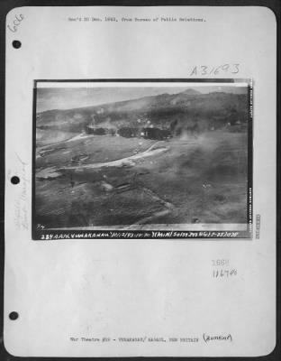 Consolidated > Low Level Bombing Using Parofrog Bombs Over Vunakanua, Rabaul, New Britain By The 501St Sq. Of The 345 Bg. On 12 Oct. 1943.