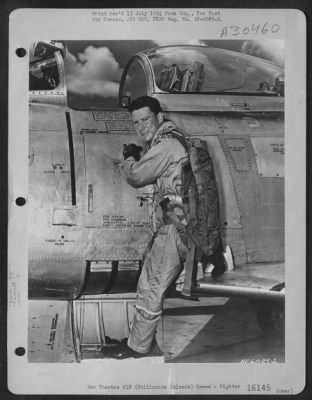 Thumbnail for Consolidated > HQ. FEAF, TOKYA--Major Jack S. Wilson Climbs aboard his U.S. Air Force F-86 Sabrejet at Clark Air Force Base in the Philippines before leading a flight of three other Sabres of the 13th Air Force to Bangkok, Thailand, where they are scheduled