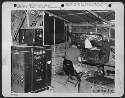 Thumbnail for Consolidated > The requiest for an air strike on Mt. Bilbil, near Baguio in the Philippine Islands was received at the 308th Bomb Wing by the 10th SAP. The SCR-499 transmitter is shown on the left. The 33rd Division in their offensive to Baguio on the Naguilian