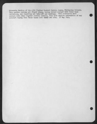 Consolidated > Movements Section of the 45th Fighter Control Center, Luzon, Philippine Islands. This section review all flight plans, having direct contact with local base operations, and receiving all take-off and landings. Thru coninuous wave contact with other