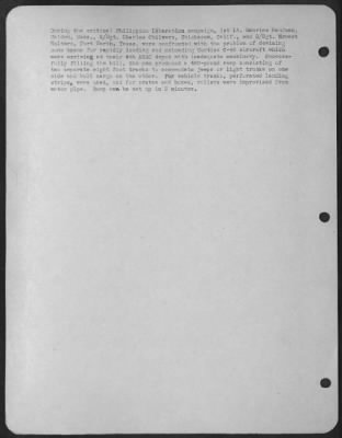 Consolidated > During the critical Phillipine Liberation campaign, 1st Lt. Maurice Kaufman, Malden, Mass., S/Sgt. Charles Chilvers, Chickasaw, Calif., and S/Sgt. Ernest Walters, Fort Worth, Texas, were confronted with the problem of devising some means of rapidly