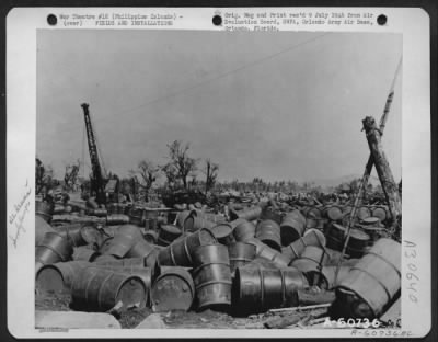 Thumbnail for Consolidated > Gasoline dump at Dulag, on the east coast of Leyte Island, in the Philippines.