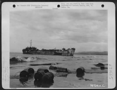 Thumbnail for Consolidated > An LST (Landing Ship Tank) at Luzon, Philippine Islands, during landing operations of the 1876th Engineer Aviation Battalion.