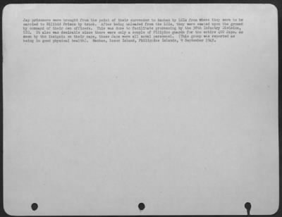 Consolidated > Jap prisoners were brought from the point of their surrender to Mauban by LCIs from where they were to be carried to Bilibid Prison by truck. After being unloaded from the LCIs, they were seated upon the ground by command of their own officers. This