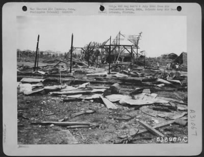 Thumbnail for Consolidated > Destruction of Mabalo, outside Cebu City where allied bombing was extensive. Devastating air attacks on this town caused Japanese troops to retreat. May 1945.