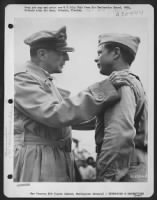 On An Airstrip On Leyte Island, Philippine Islands, General Douglas Macarthur Congratulates Major Richard Ira Bong, Whose 38 Victories Make Him America'S Top Fighter Pilot, After Awarding Him The Congressional Medal Of Honor. - Page 1