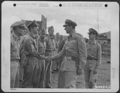 Thumbnail for Consolidated > Lord Louis Mountbatten Greets A Group Of Officers Of The 311Th Fighter Group At Dinjan, India, During His Tour Of English And Indian Camps Between Debrugarh And Chabua.  5 April 1944.