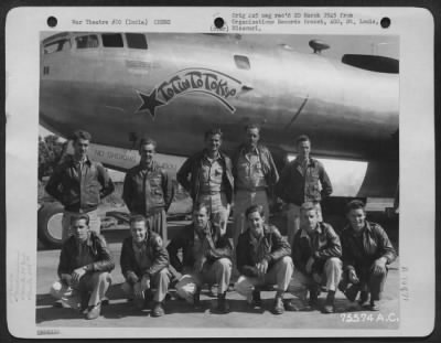 Thumbnail for Consolidated > Crew Members Of The 793Rd Bomb Squadron, 468Th Bomb Group Beside Their Boeing B-29 'Totin To Tokyo Ii' At An Airbase Somewhere In India.