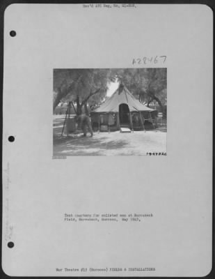 Thumbnail for Consolidated > Tent quarters for enlisted men at Marrakech Field, Marrakech, Morocco. May 1943.