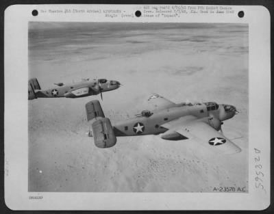 Consolidated > North American B-25's of the U.S. Army Air Force in North Africa, in flight.