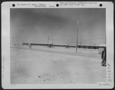 Thumbnail for Consolidated > Brick constructed officers barracks nearing completion at John Payne Field near Cairo, Egypt. 16 September 1943.