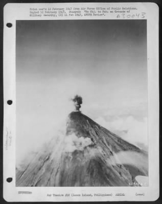 Thumbnail for Consolidated > Mayon Volcano Erupts - This Series Of Photographs, Taken From A Douglas C-47 Skymaster Of The Army Air Forces' 15Th Weather Squadron In The Philippines, Graphically Depicts The Recent Eruption Of Mount Mayon On Luzon Island Of The Philippines.