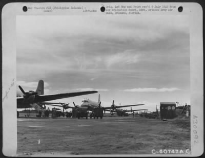 Thumbnail for Consolidated > Transient Aircraft Lined Up At Nichols Field In The Philippine Islands, Prior To Air-Movement To Japan.  20 August 1945.