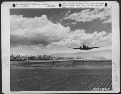 Thumbnail for Consolidated > C-47 Of The 318Th Troop Carrier Commando Takes Off From Lingayen Airstrip Enroute To Laoag Airstrip.  After Being Loaded And Getting Clearence, The Plane Can Make The Trip One Way In Approximately 70 Minutes.  Each Plane Usually Makes Three Trips Each Day