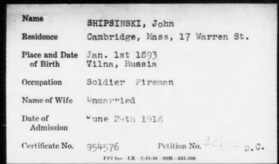 Thumbnail for 1918 > SHIPSINSKI, John