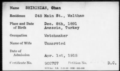 Thumbnail for 1918 > SHIRINIAN, Chan