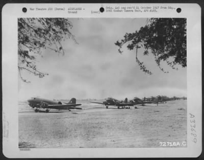 Thumbnail for Consolidated > Douglas C-47's of the 1st Air Commando Group on the line at Nyangu Auxiliary Field in Burma. 16 March 1945.