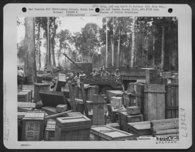 Thumbnail for Consolidated > Equipment and supplies of the 18th Fighter Group, dumped in jungle clearing on Middleburg Island, off the coast of Dutch New Guinea. 1944.