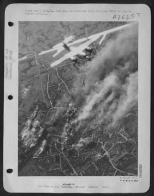 Thumbnail for Consolidated > A Martin B-26 Marauder of the U.S. army 9th Air Force flies over the important Hengelo railroad yard, 40 miles northeast of Arnhem, in Holland, during a heavy attack by Ninth Bombardment Division Marauder medium bombers. The bombing of the yard, busy