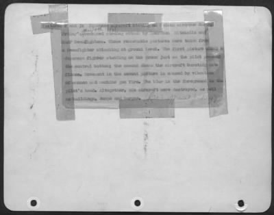 Consolidated > Japanese aircraft blazing on Mafaing airdrome during Friday's combined strafing attack by American Mitchells and RAAF Beaufighters. These remarkable pictures were taken from a Beaufighter attacking at ground level. The first picture shows a Japanese