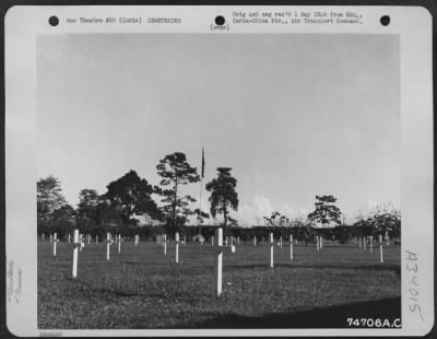 Thumbnail for Consolidated > Graves in the Panatola American Military cemetery somewhere in India. 11 June 1945.