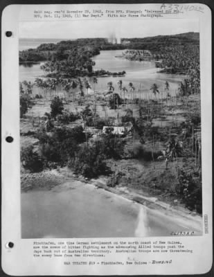 Thumbnail for Consolidated > Finschhafen, one time German settlement on the north coast of New Guinea, now the scene of bitter fighting as the advancing Allied troops push the Japs back out of Australian territory. Australian troops are now threatening the enemy base from two