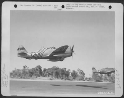 Consolidated > Republic P-47'S Take Off On A Mission.  81St Bomb Squadron, 12Th Bomb Group, India.