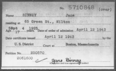 1943 > BINNEY Jane