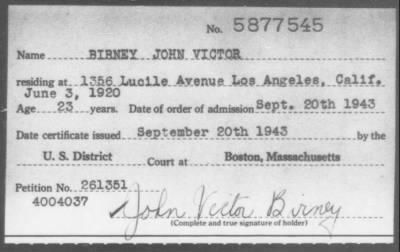 1943 > BIRNEY JOHN VICTOR