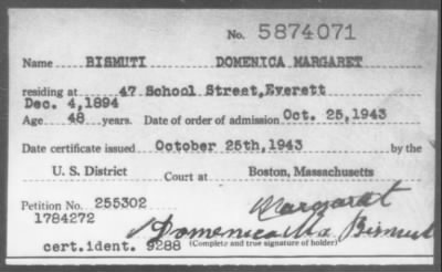 1943 > BISMUTI DOMENICA MARGARET