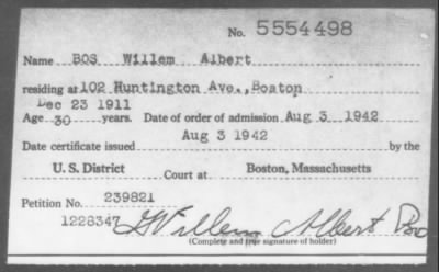 Thumbnail for 1942 > BOS William Albert