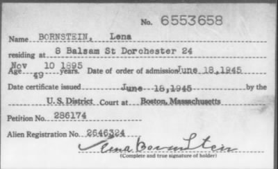 Thumbnail for 1945 > BORNSTEIN, Lena