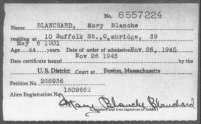 Thumbnail for 1945 > BLANCHARD, Mary Blanche