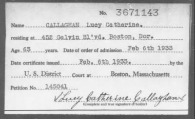 Thumbnail for 1933 > CALLAGHAN Lucy Catherine.