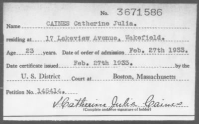 Thumbnail for 1933 > CAINES Catherine Julia.