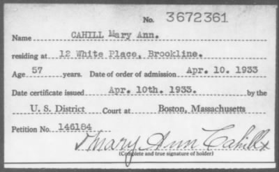 1933 > CAHILL Mary Ann.