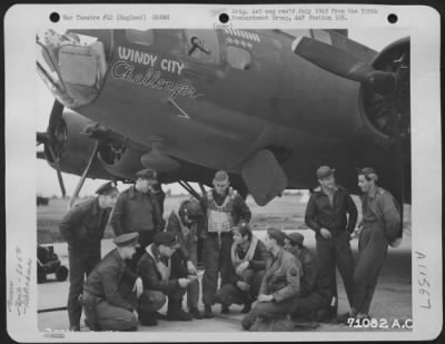 General > After Returning To Their 8Th Air Force Base In England, The Crew Of The Boeing B-17 'Windy City Challenger' Of The 305Th Bomb Group, Discuss Their Experiences During A Mission Over Caen, France, On 10 July 1943.