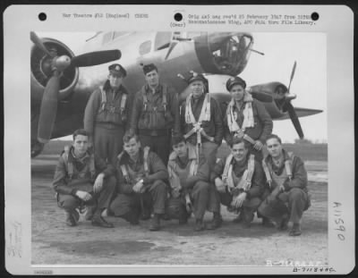 Thumbnail for General > Lt. Mitchell And Crew Of The Boeing B-17 "Flying Fortress" Of The 390Th Bomb Group Pose By Their Plane At Their Base In England On 20 March 1945.