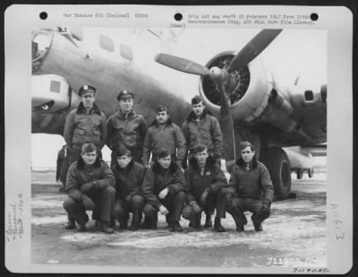 Thumbnail for General > Lt. Dennis And Crew Of The Boeing B-17 "Flying Fortress" Of The 390Th Bomb Group Pose By Their Plane At Their Base In England On 26 January 1945.