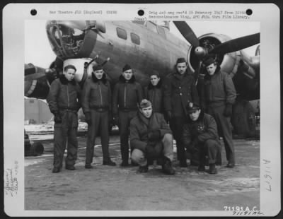 Thumbnail for General > Lt. Flotron And Crew Of The Boeing B-17 "Flying Fortress" Of The 390Th Bomb Group Pose By Their Plane At Their Base In England On 29 January 1945.