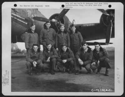 Thumbnail for General > Lt. Mitchell And Crew Of The Boeing B-17 "Cabin In The Sky" Of The 390Th Bomb Group Pose By Their Plane At Their Base In England On 15 February 1945.