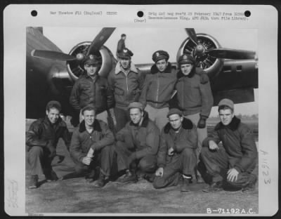 Thumbnail for General > Lt. Kotta And Crew Of The Boeing B-17 "Flying Fortress" Of The 390Th Bomb Group Pose By Their Plane At Their Base In England On 13 February 1945.