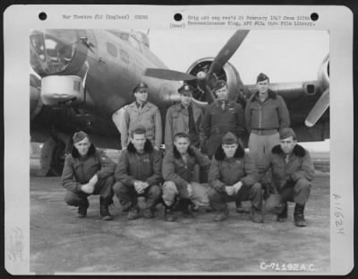 Thumbnail for General > Capt. Griswold And Crew Of The Boeing B-17 "Flying Fortress" Of The 390Th Bomb Group Pose By Their Plane At Their Base In England On 14 February 1945.