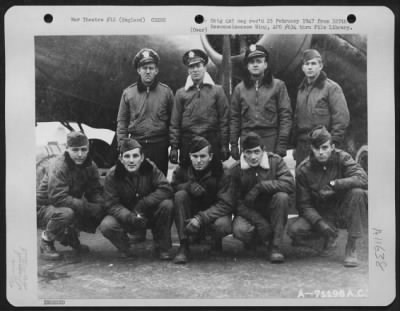 Thumbnail for General > Lt. Obermaier And Crew Of The Boeing B-17 "Flying Fortress" Of The 390Th Bomb Group Pose By Their Plane At Their Base In England On 7 December 1944.