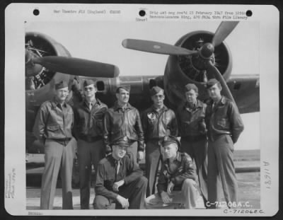 Thumbnail for General > Lt. Nauman And Crew Of The Boeing B-17 "Flying Fortress" Of The 390Th Bomb Group Pose In Front Of Their Plane At Their Base In England On 18 September 1944.