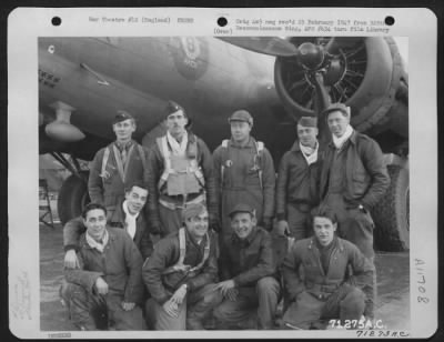 Thumbnail for General > Lt. Cabral And Crew Of The Boeing B-17 "Flying Fortress" Of The 390Th Bomb Group Pose By Their Plane At Their Base In England On 3 January 1944.