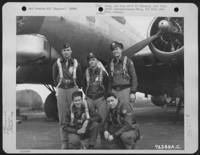 Thumbnail for General > Lt. Hedricks And Crew Pose Beside A Boeing B-17 "Flying Fortress" Of The 390Th Bomb Group At An 8Th Air Force Base In England.  16 January 1945.