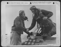 ENGLAND-Lot of things happened to Francis S. Gabreski, Oil City, Pa., on 25 January 1944. Seen here steping out of his 8th Air force Thunderbolt on that day, he scored his 11th victory, reached a birthday, and was promoted to Lt. Colonel. The flier - Page 1